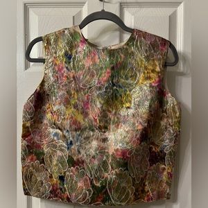 Vintage silk multicolor crop top sz 12